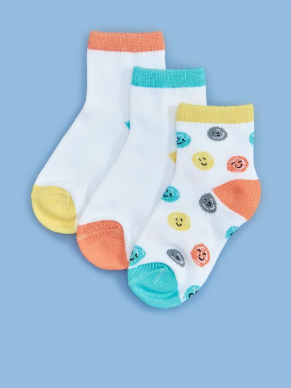 Patterned socks 3 pack - white - YA853-00X - RESERVED