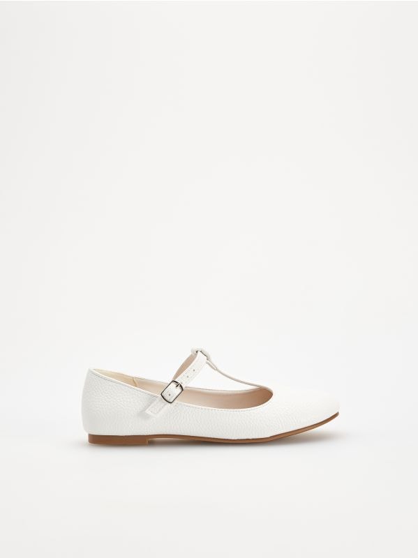 T-kujulise rihmaga baleriinad - valge - YB606-00X - RESERVED