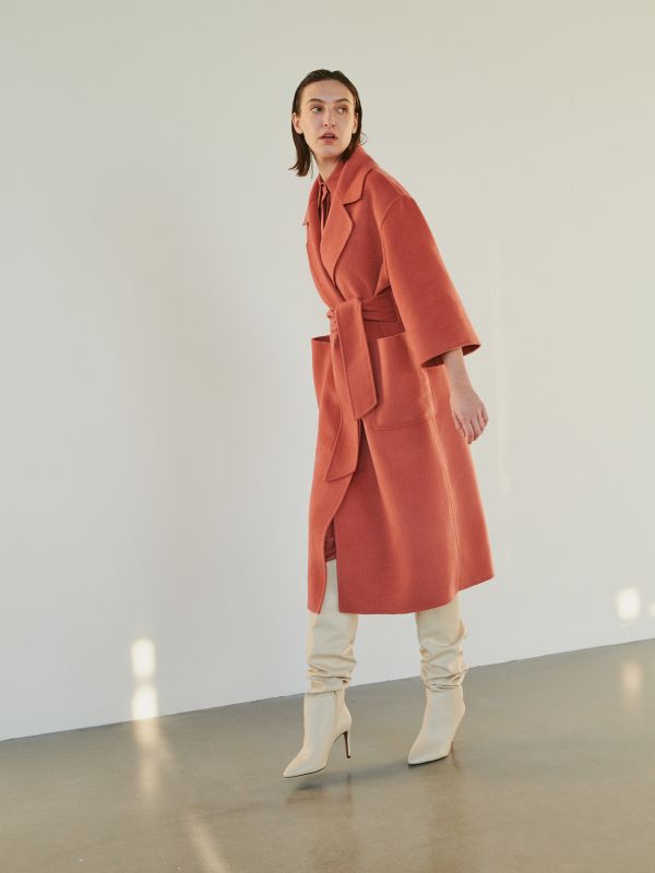 Coat with wool - orange - YB872-32X - RESERVED
