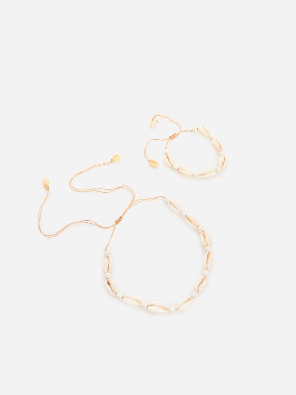 Children`s necklace & bracelet - ivory - YE819-01X - RESERVED