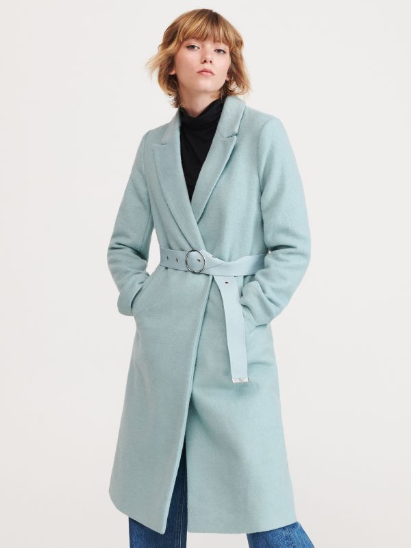 Ladies` coat & belt - turquoise - YF228-66X - RESERVED