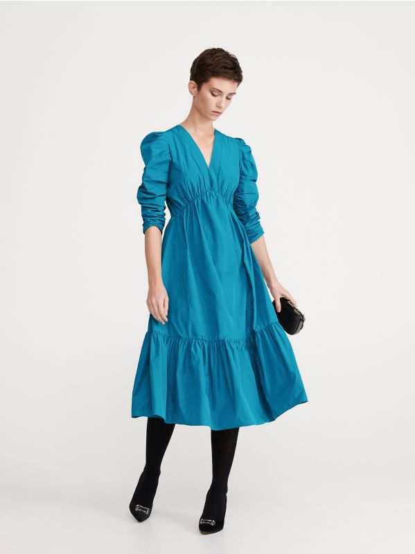 Suknelė pūstomis rankovėmis - ŽALSVAI MĖLYNA - YL528-66X - RESERVED