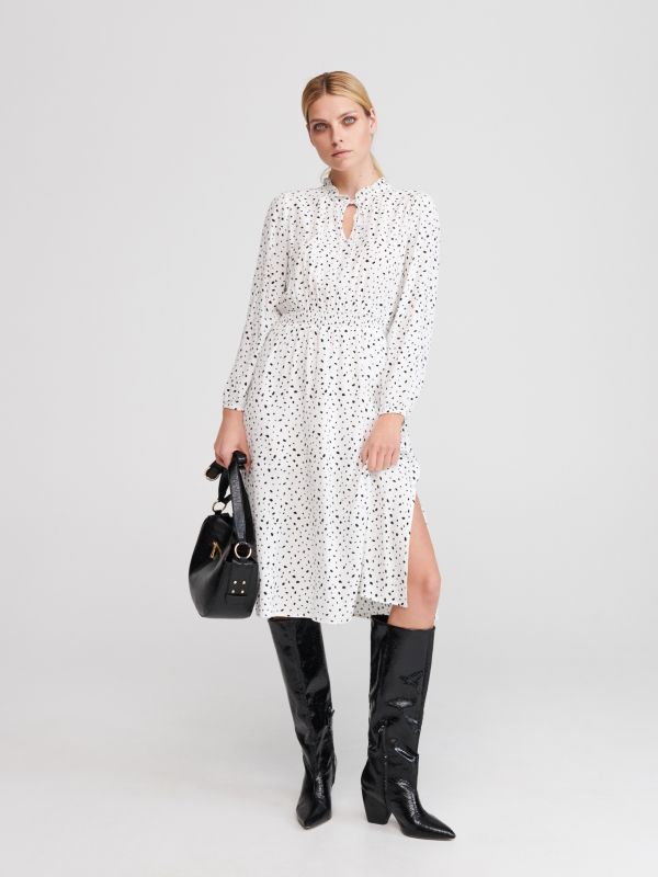 Dress with micro pattern - ivory - YV559-01X - RESERVED