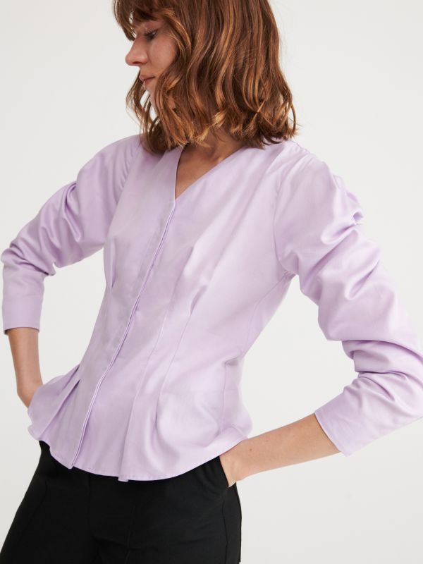 Tencel™ blend waist-fitted blouse - purple - YZ189-04X - RESERVED