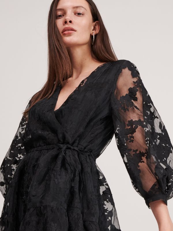 Floral pattern mesh dress - black - ZV764-99X - RESERVED