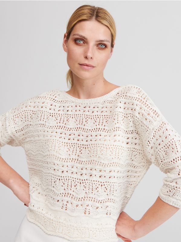 Ladies` sweater - ivory - ZX364-02X - RESERVED