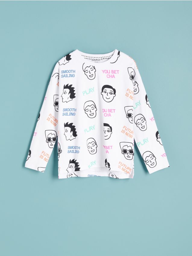 Longsleeve z kolorowym nadrukiem - biały - RESERVED