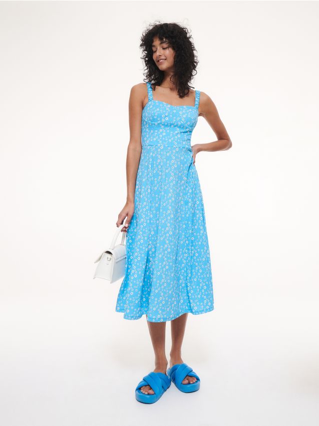 Rochie midi cu imprimeu - albastru-deschis - RESERVED
