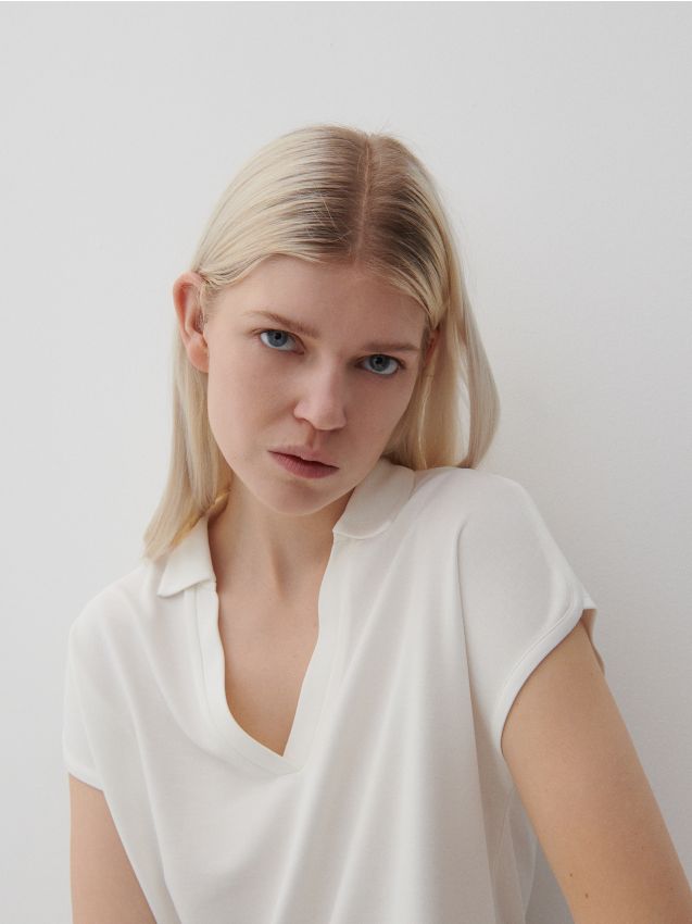 Блузка с добавлением модала Tencel™ - кремовый - RESERVED