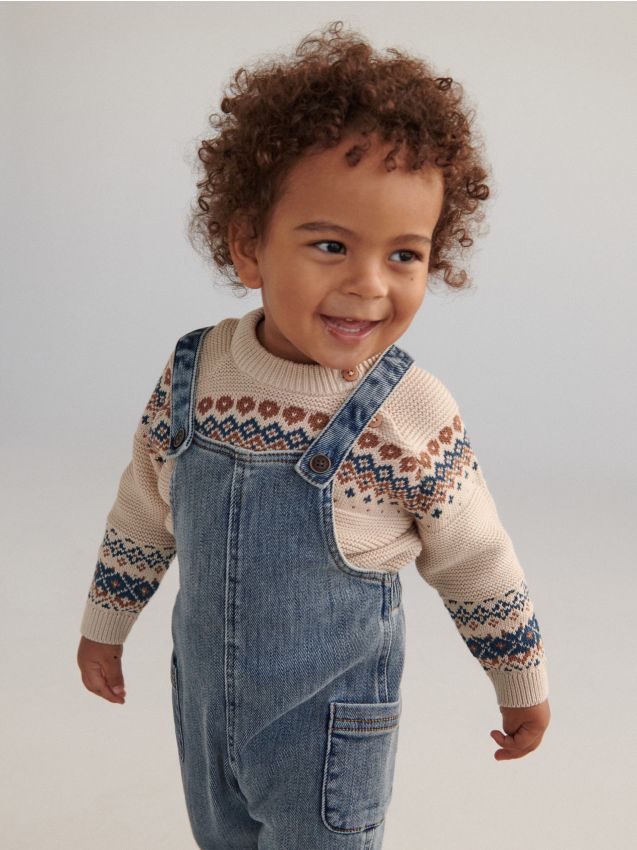 Sweter we wzory - beżowy - 1314H-08M - RESERVED