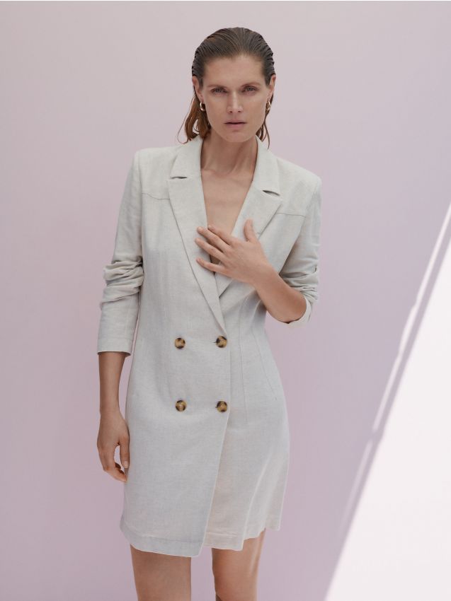 Linen blend dress - beige - 1434C-08X - RESERVED