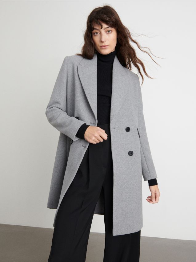 Double-breasted coat from wool blend - mid grey - 1516C-85M - RESERVED