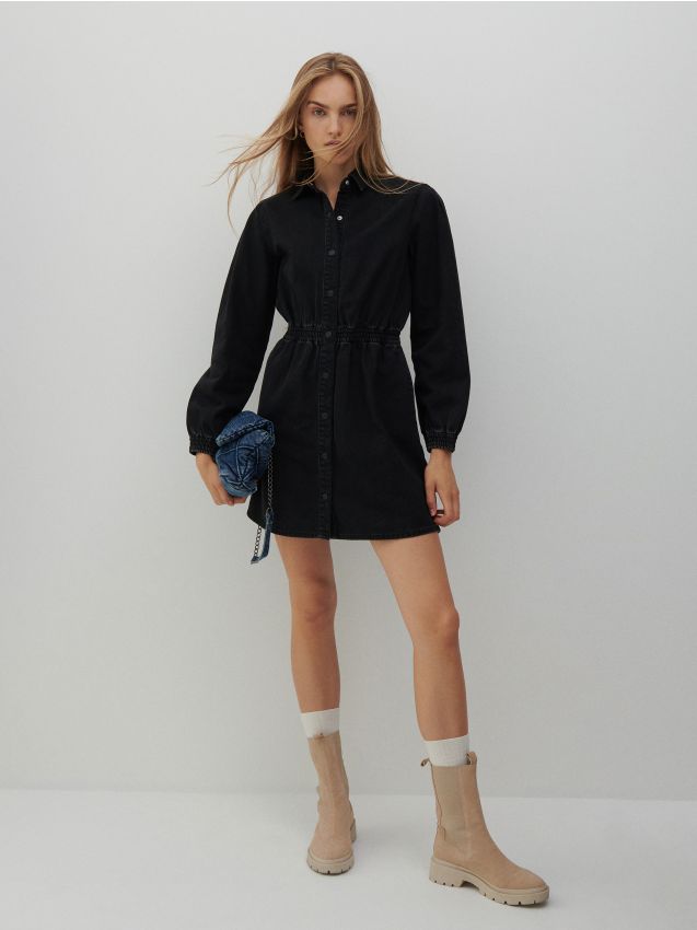Denim mini dress - black - 1725I-99J - RESERVED