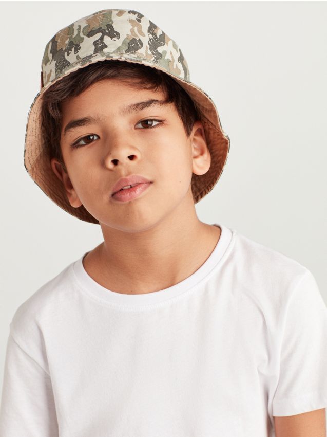 Cotton camo bucket hat - brown - 1828E-88X - RESERVED