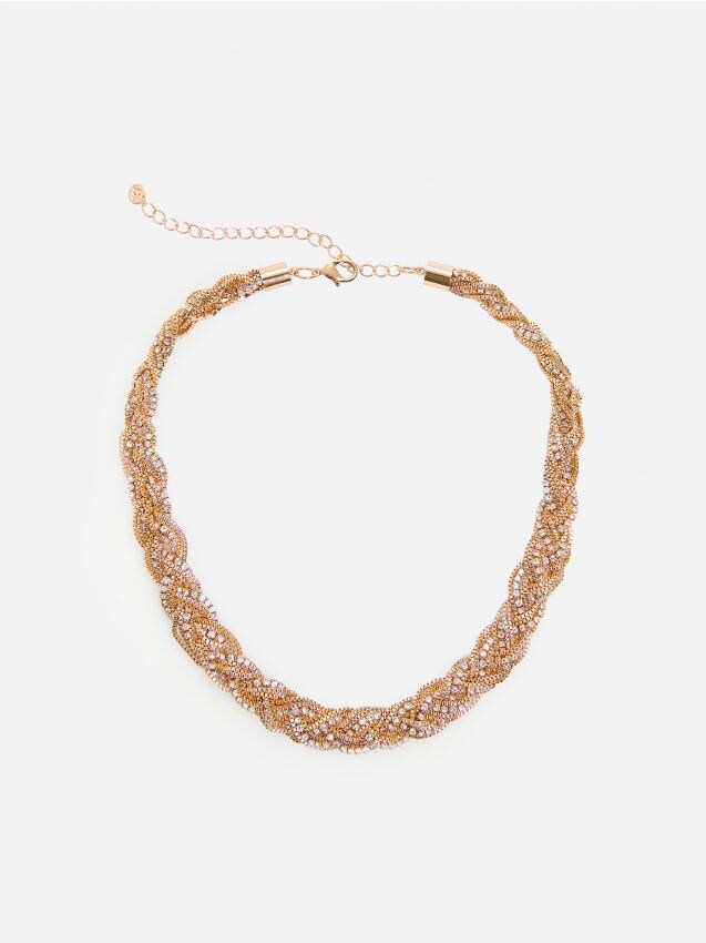 Gold tone necklace with crystals - golden - 2136A-GLD - RESERVED