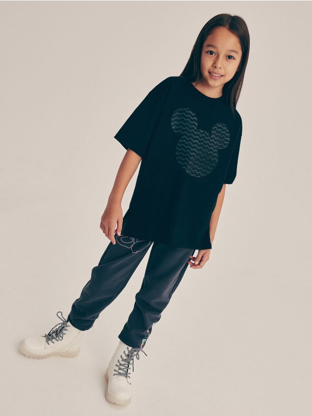 GIRLS` T-SHIRT - tamnosivo - RESERVED