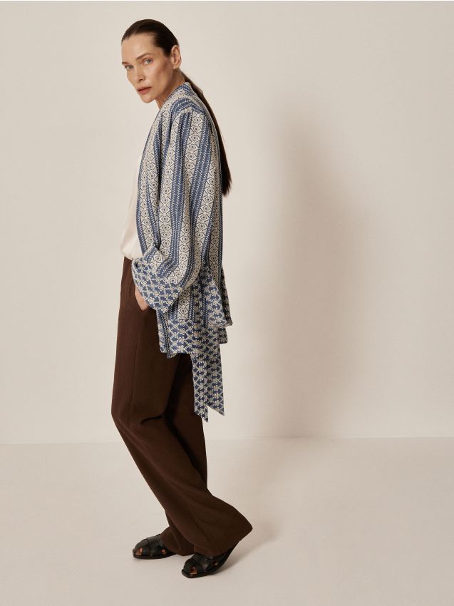 Pantaloni in tessuto strutturato - Marrone - RESERVED