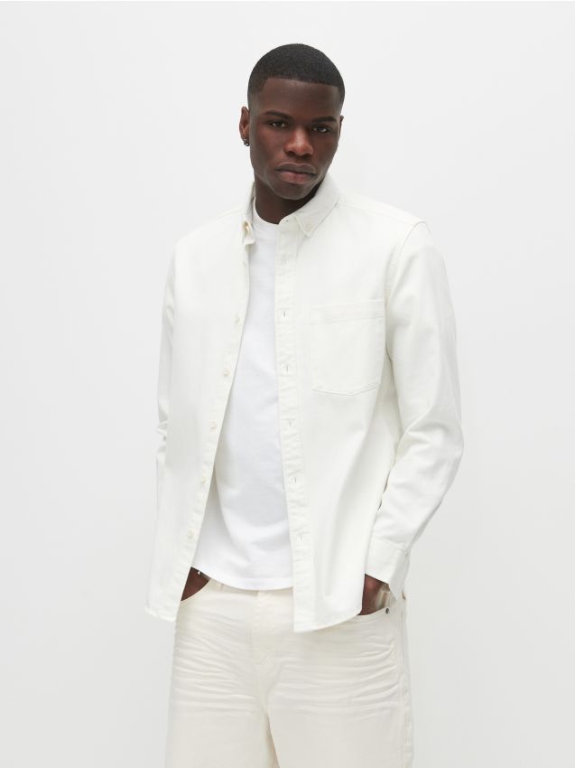Cotton regular fit shirt - cream - 2718C-01X - RESERVED