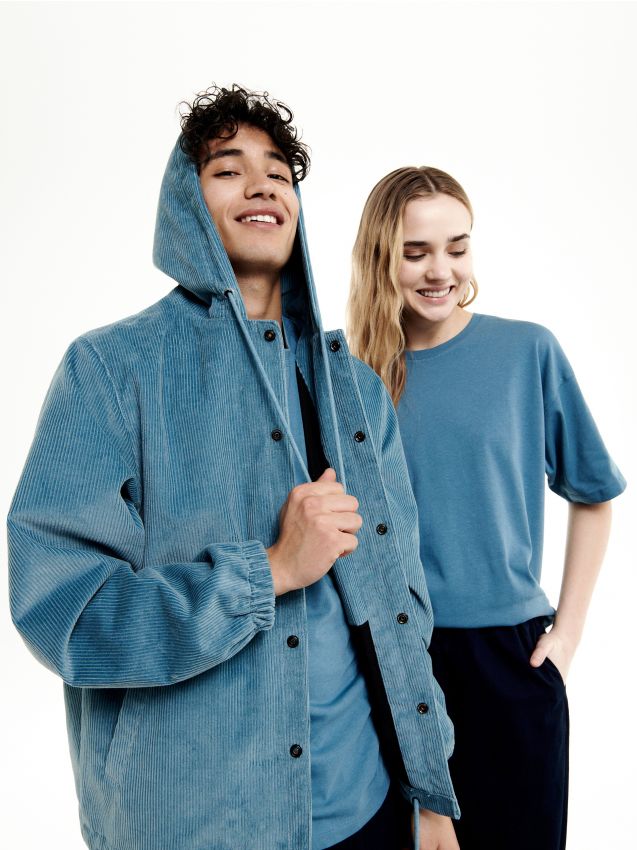 Veste à capuche en velours côtelé avec broderies UNISEX - steel blue - RESERVED