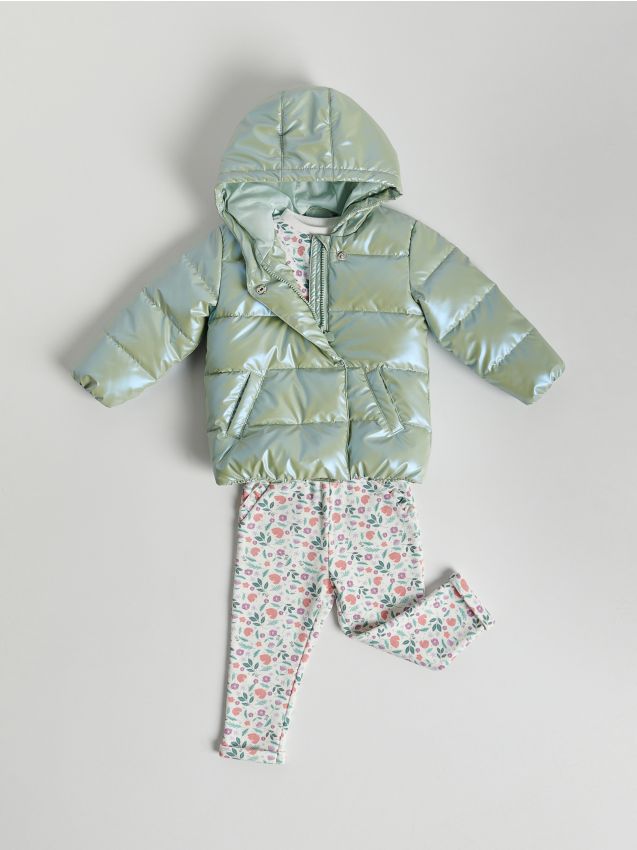 Quilted jacket with metallic finish - light turquoise - 3203G-60X - RESERVED
