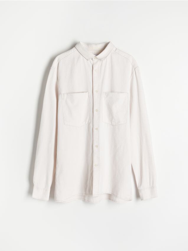 Regular fit shirt made of structural fabric - beige - 3446C-08X - RESERVED