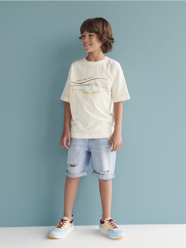 Cotton T-shirt with application - nude - 3513G-02X - RESERVED