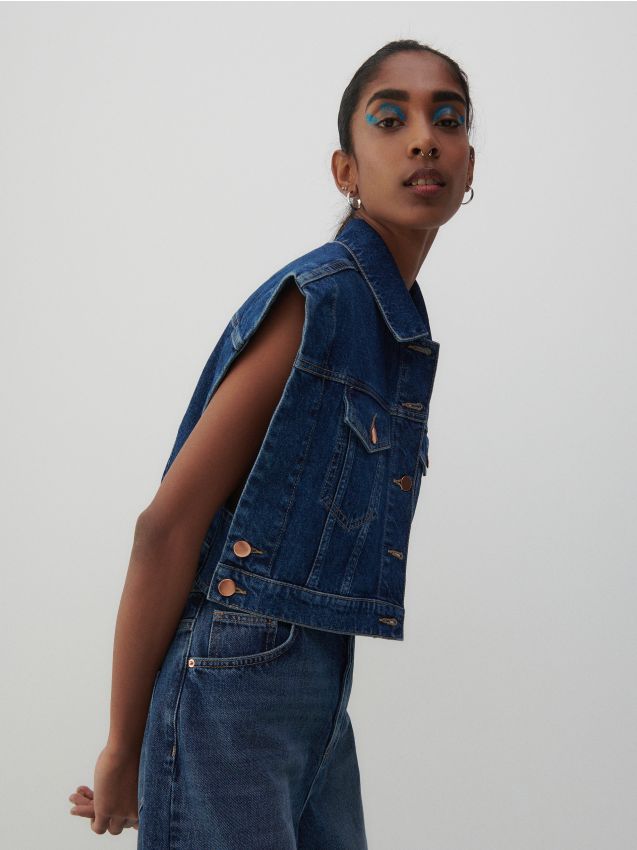 DENIM WAISTCOAT - navy - 3555L-59J - RESERVED