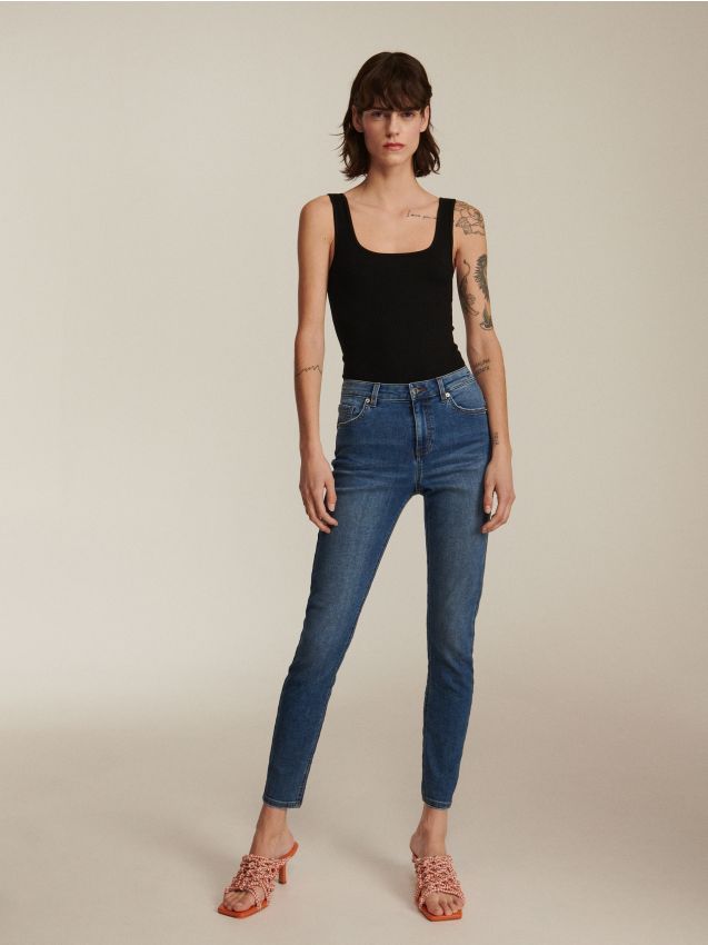 Slim push up džinsai - tamsiai mėlyna - RESERVED