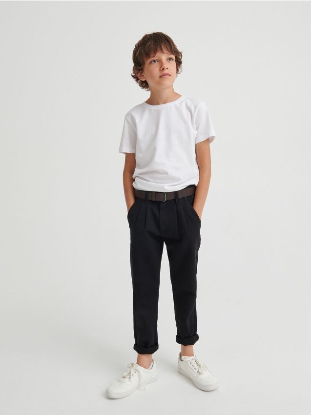 Chino trousers with belt - black - 3704G-99X - RESERVED