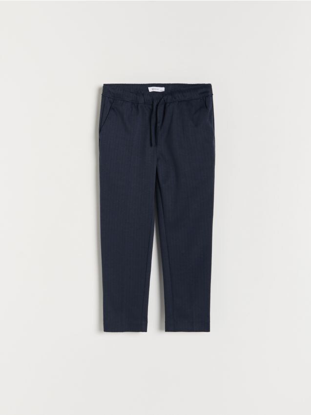 Elegant herringbone trousers - navy - 3708G-59X - RESERVED