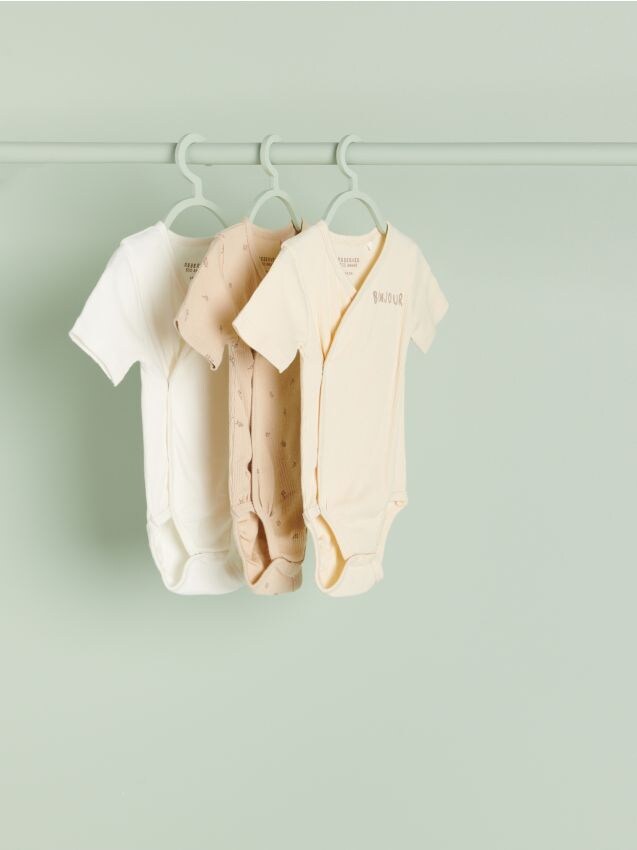 Bawełniane body 3 pack - beżowy - RESERVED