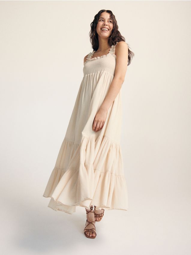 Rochie din bumbac organic - bej - RESERVED