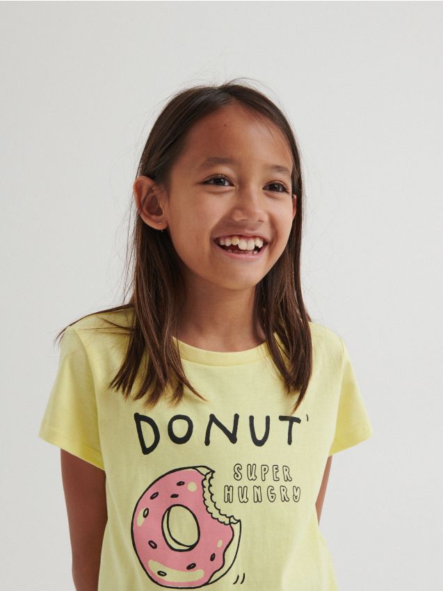 T-Shirt mit Druck - Hellgelb - 4162D-10X - RESERVED