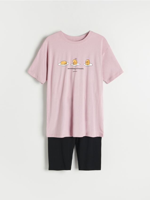 Пижамный комплект из двух предметов с принтом Gudetama - розовато-лиловый - RESERVED
