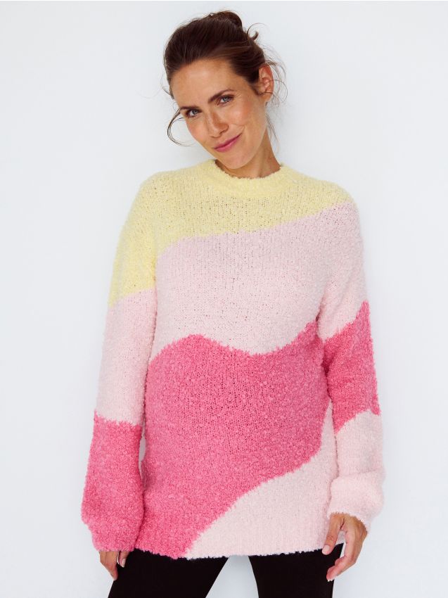 Żakardowy sweter z domieszką wełny - wielobarwny - 5109J-MLC - RESERVED