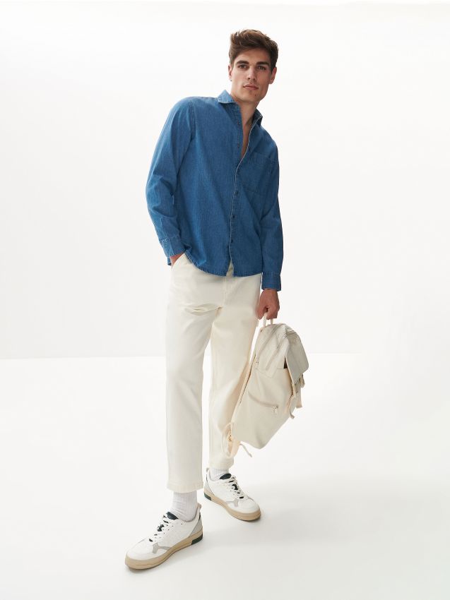 Pantaloni carrot fit - crem - RESERVED