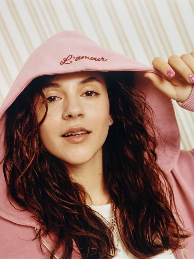 Chunky jersey hoodie - dusty rose - RESERVED