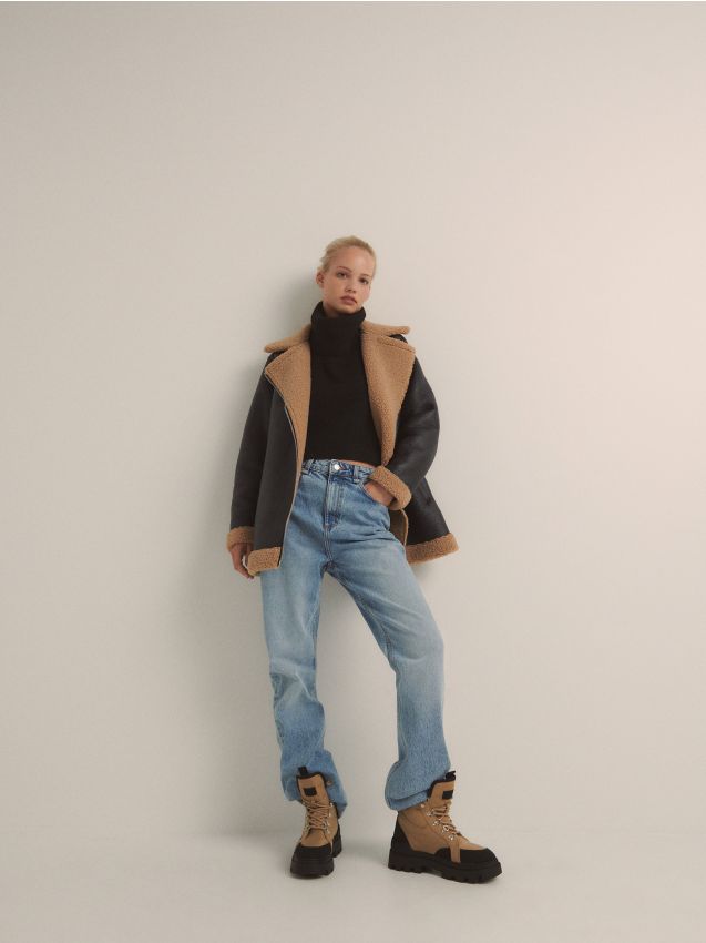 LADIES` ANKLE BOOTS - BEIGE - RESERVED
