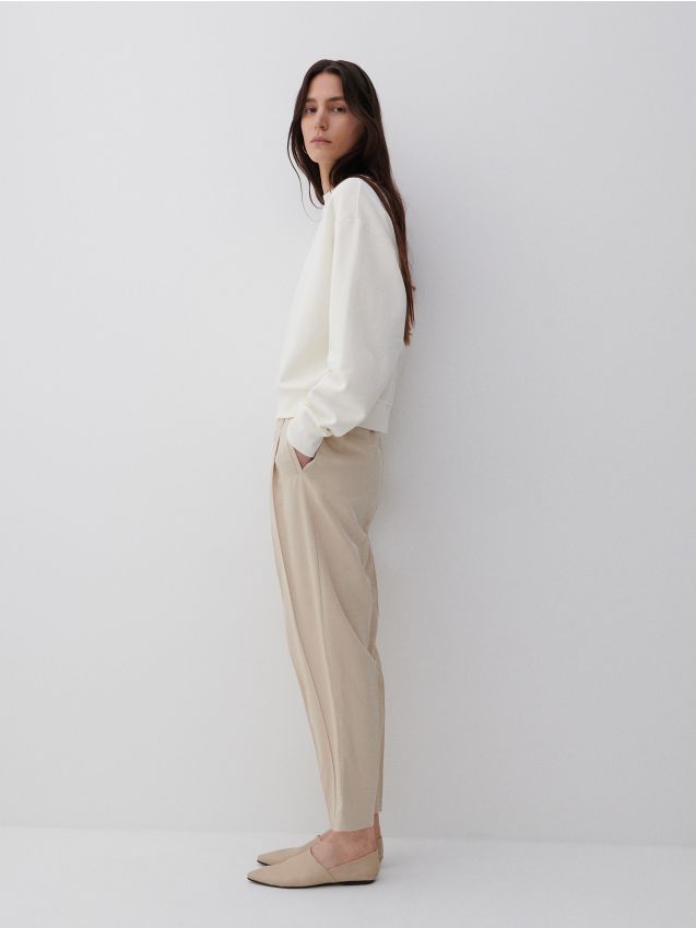Брюки paperbag с добавлением лиоцелла Tencel™ PREMIUM - Бежевый - 5958E-08X - RESERVED