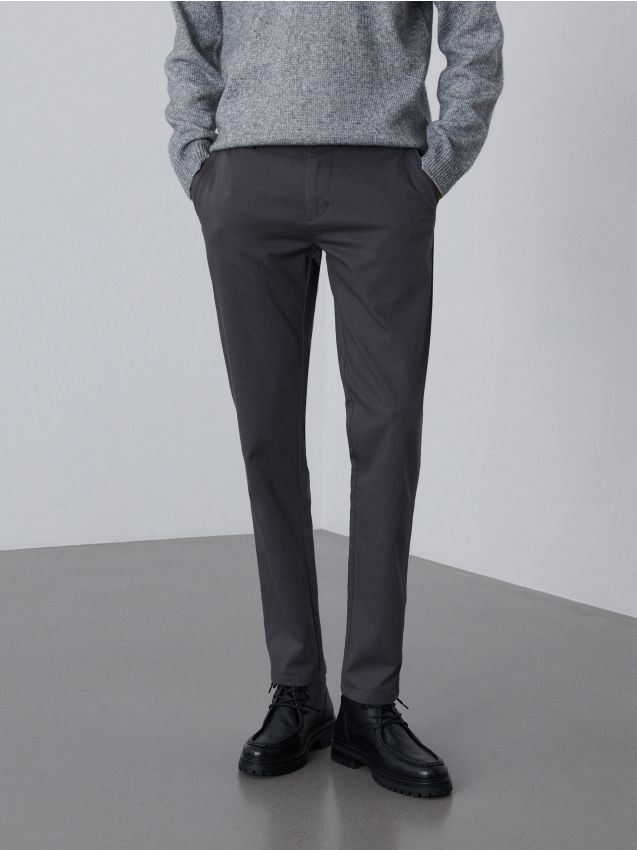 Kalhoty slim chino s vysokým podílem bavlny - tmavě šedá - 5983H-90X - RESERVED