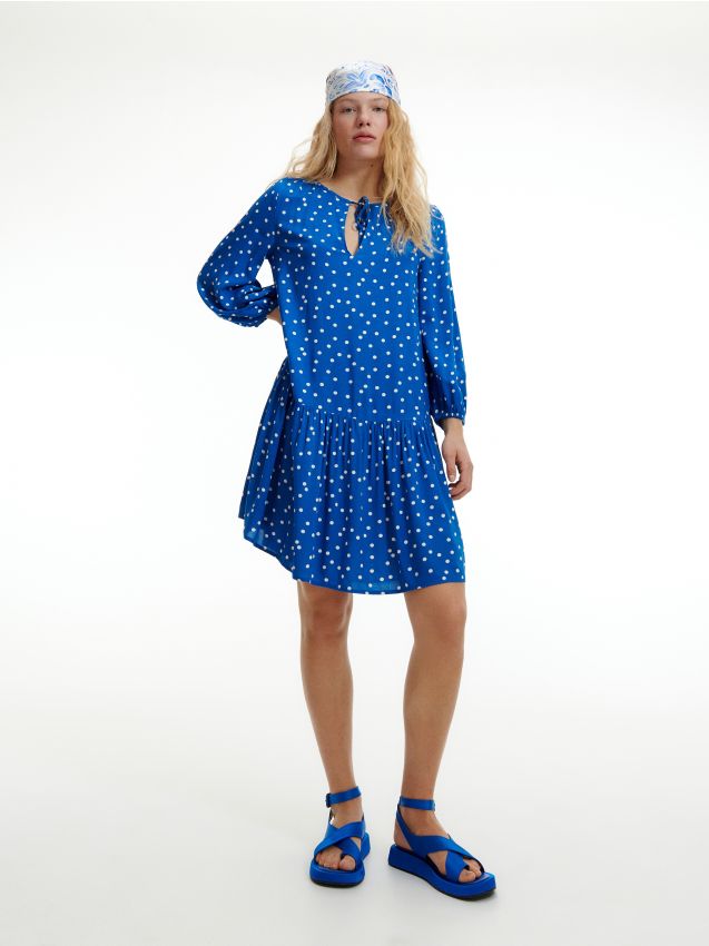 Kleid Aus Viskose - blau - RESERVED