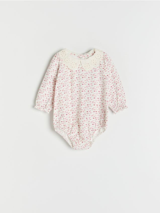 Body s vysokým podílem bavlny s límečkem - krémová - 6150G-01X - RESERVED