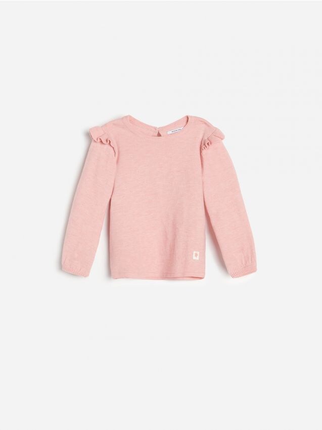 Sweter z falbaną przy rękawach - różowy - 6448G-30M - RESERVED
