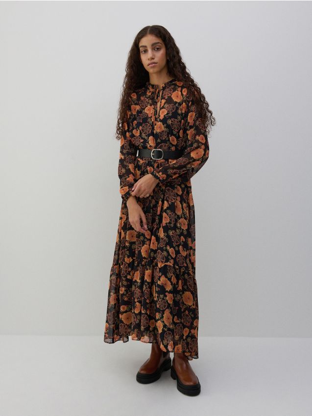 Maxi patterned dress - black - 6931I-99X - RESERVED