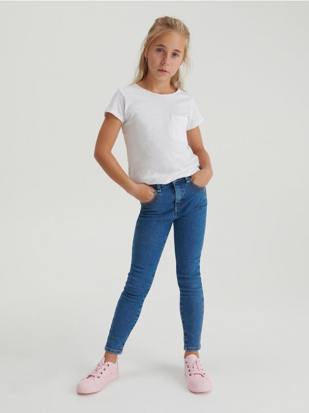 Jeans slim a vita alta - blu - 7035G-55J - RESERVED