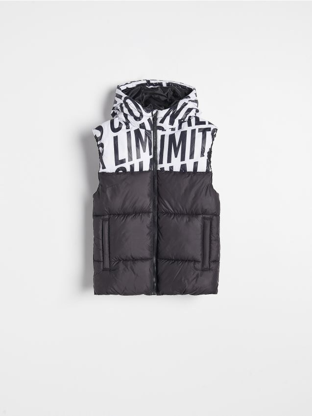 Quilted vest with a hood - black - RESERVED
