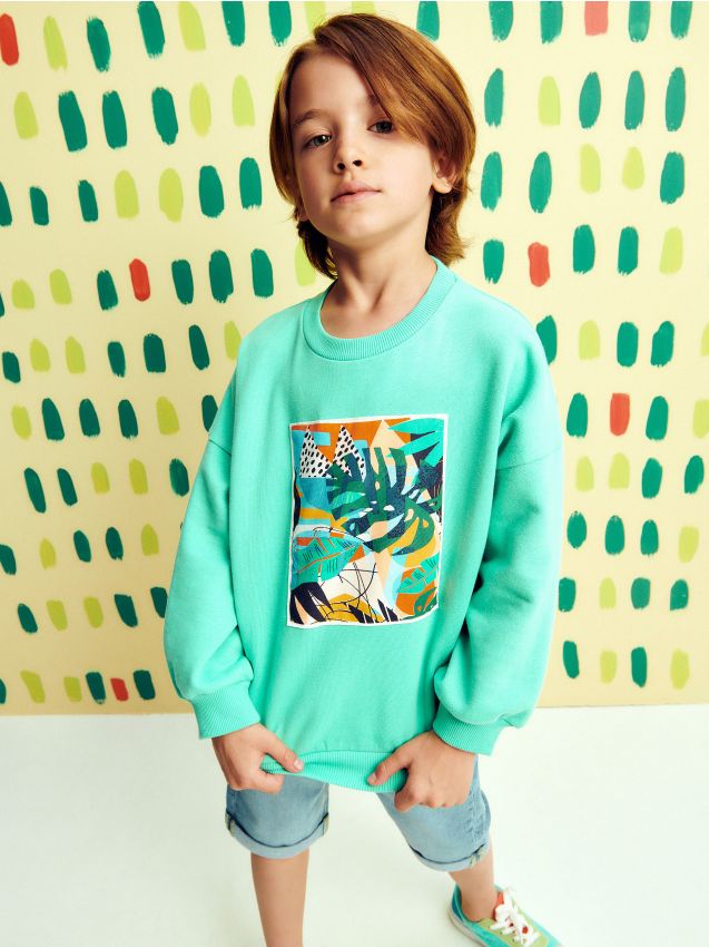 Bawełniana bluza oversize - zielony - RESERVED