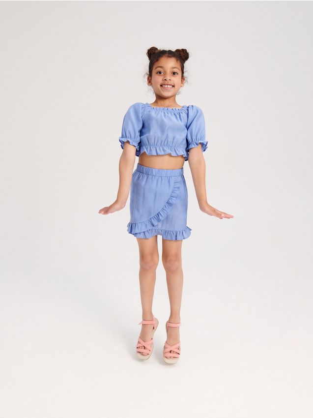 Top with frills - hyacinth - RESERVED