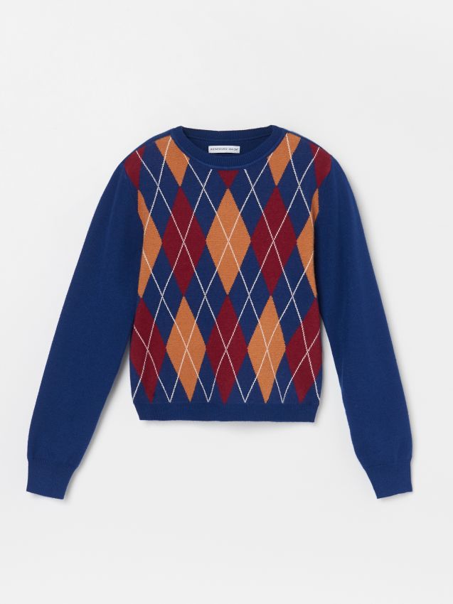 Sweter w romby - granatowy - WE042-59X - RESERVED