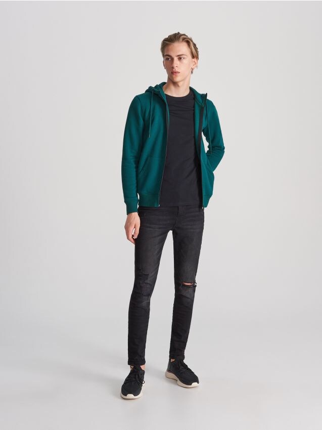 Do-up hooded jogging top - turquoise - WG441-67X - RESERVED